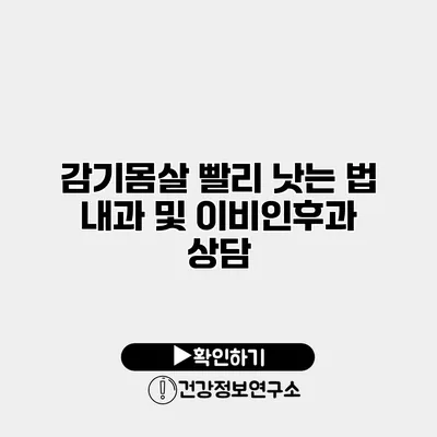 감기몸살 빨리 낫는 법 내과 및 이비인후과 상담