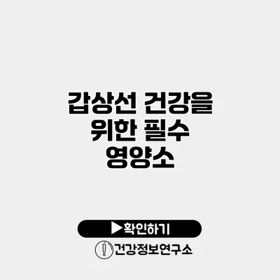 갑상선 건강을 위한 필수 영양소