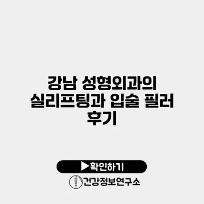 강남 성형외과의 실리프팅과 입술 필러 후기