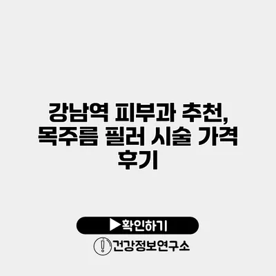 강남역 피부과 추천, 목주름 필러 시술 가격 후기
