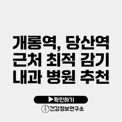 개롱역, 당산역 근처 최적 감기 내과 병원 추천