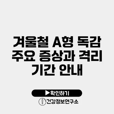 겨울철 A형 독감 주요 증상과 격리 기간 안내