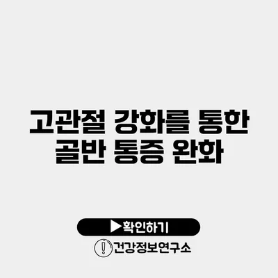 고관절 강화를 통한 골반 통증 완화