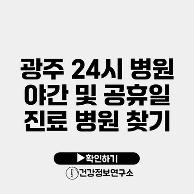 광주 24시 병원 야간 및 공휴일 진료 병원 찾기