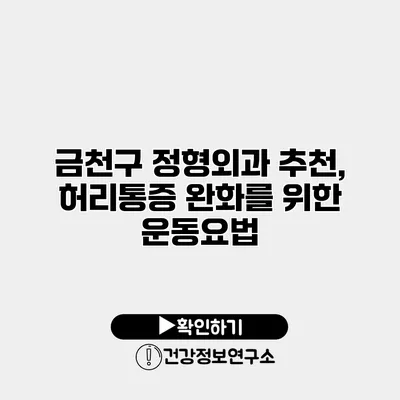 금천구 정형외과 추천, 허리통증 완화를 위한 운동요법