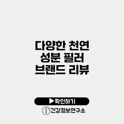 다양한 천연 성분 필러 브랜드 리뷰