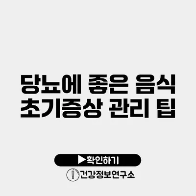 당뇨에 좋은 음식 초기증상 관리 팁