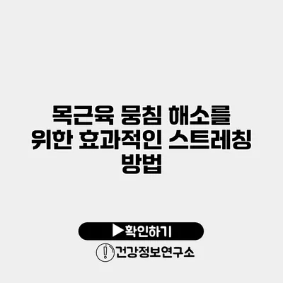 목근육 뭉침 해소를 위한 효과적인 스트레칭 방법