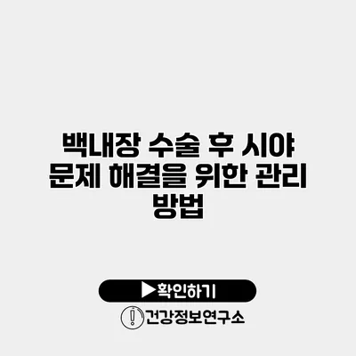 백내장 수술 후 시야 문제 해결을 위한 관리 방법