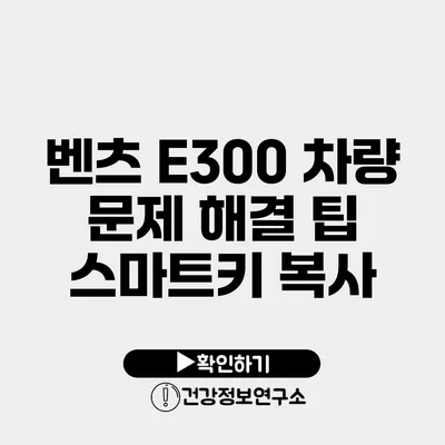 벤츠 E300 차량 문제 해결 팁 스마트키 복사