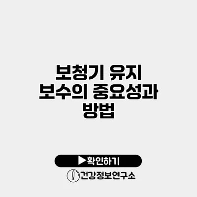 보청기 유지 보수의 중요성과 방법