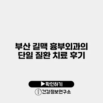부산 길맥 흉부외과의 단일 질환 치료 후기