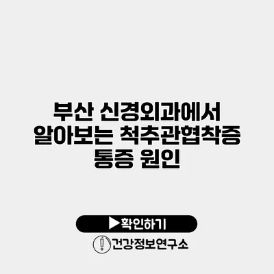 부산 신경외과에서 알아보는 척추관협착증 통증 원인
