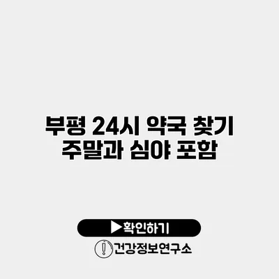 부평 24시 약국 찾기 주말과 심야 포함