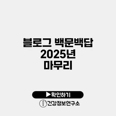 블로그 백문백답 2025년 마무리