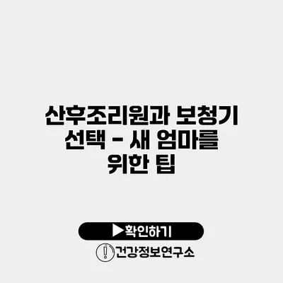 산후조리원과 보청기 선택 - 새 엄마를 위한 팁