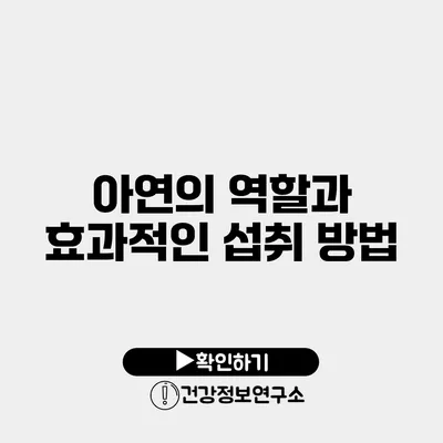 아연의 역할과 효과적인 섭취 방법