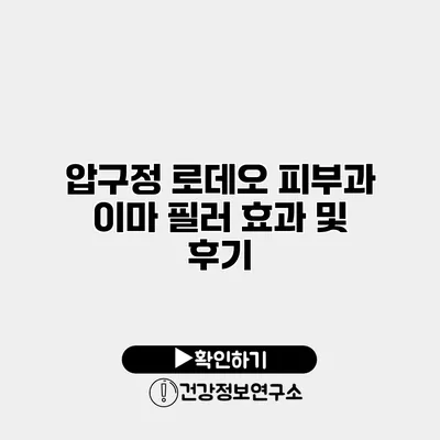 압구정 로데오 피부과 이마 필러 효과 및 후기