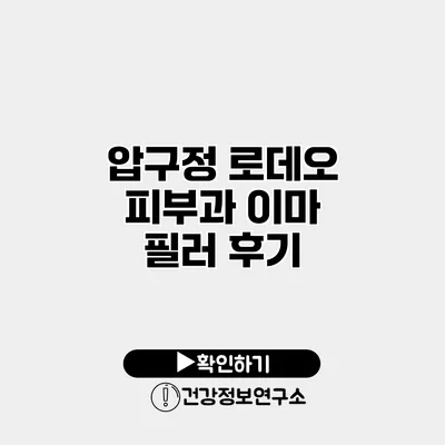 압구정 로데오 피부과 이마 필러 후기