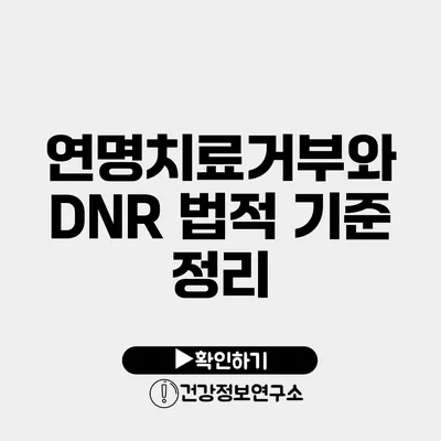 연명치료거부와 DNR 법적 기준 정리