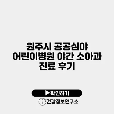 원주시 공공심야 어린이병원 야간 소아과 진료 후기