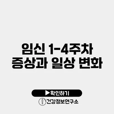 임신 1-4주차 증상과 일상 변화