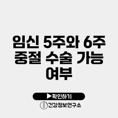 임신 5주와 6주 중절 수술 가능 여부