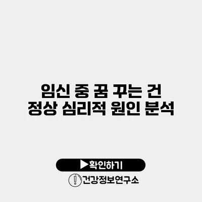 임신 중 꿈 꾸는 건 정상? 심리적 원인 분석