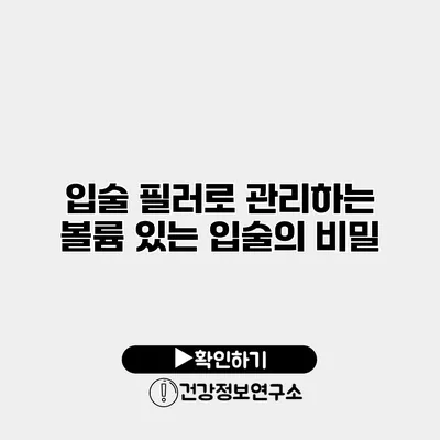 입술 필러로 관리하는 볼륨 있는 입술의 비밀