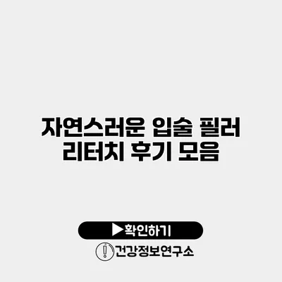 자연스러운 입술 필러 리터치 후기 모음