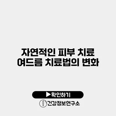 자연적인 피부 치료 여드름 치료법의 변화