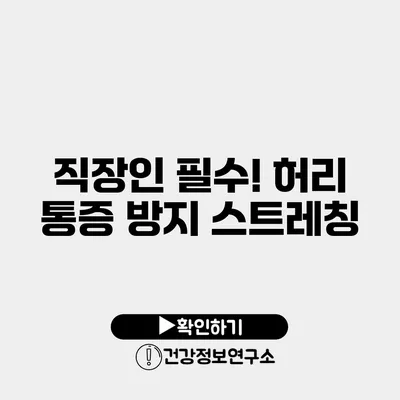 직장인 필수! 허리 통증 방지 스트레칭