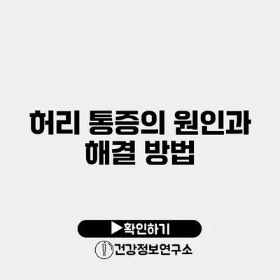 허리 통증의 원인과 해결 방법