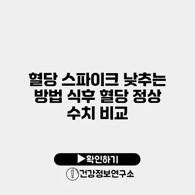 혈당 스파이크 낮추는 방법 식후 혈당 정상 수치 비교