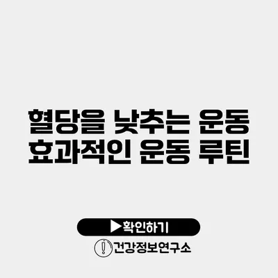 혈당을 낮추는 운동 효과적인 운동 루틴