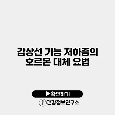 갑상선 기능 저하증의 호르몬 대체 요법