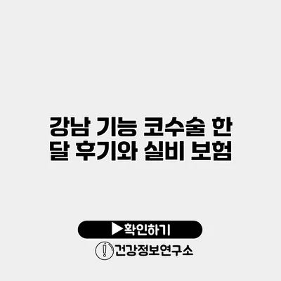 강남 기능 코수술 한 달 후기와 실비 보험