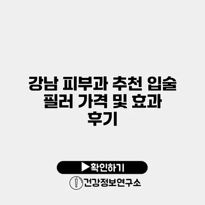 강남 피부과 추천 입술 필러 가격 및 효과 후기