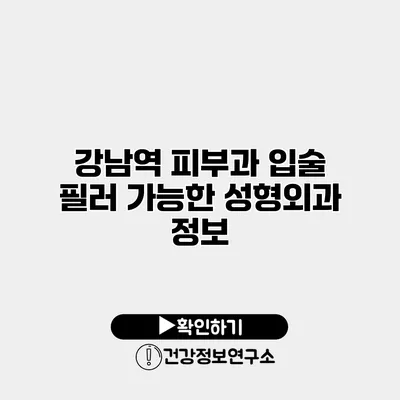 강남역 피부과 입술 필러 가능한 성형외과 정보