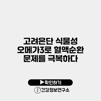 고려은단 식물성 오메가3로 혈액순환 문제를 극복하다