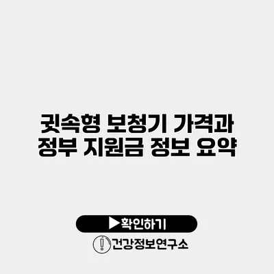 귓속형 보청기 가격과 정부 지원금 정보 요약