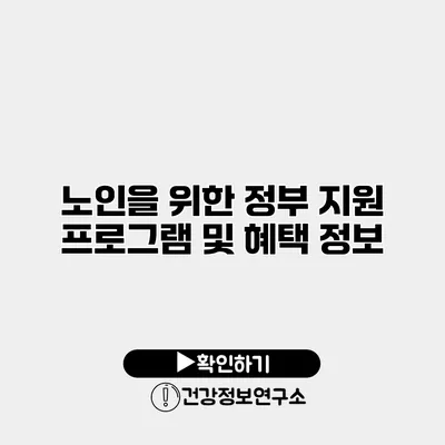 노인을 위한 정부 지원 프로그램 및 혜택 정보