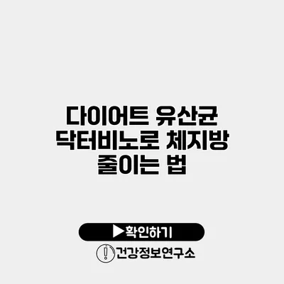 다이어트 유산균 닥터비노로 체지방 줄이는 법