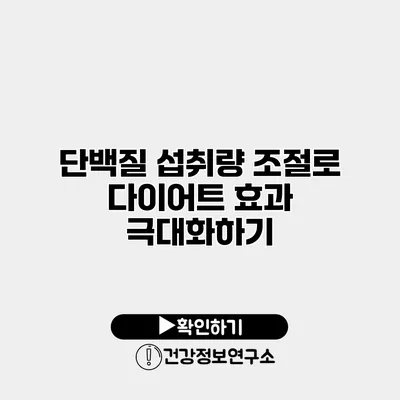 단백질 섭취량 조절로 다이어트 효과 극대화하기