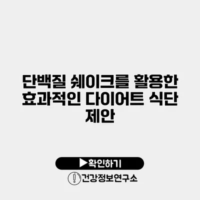 단백질 쉐이크를 활용한 효과적인 다이어트 식단 제안