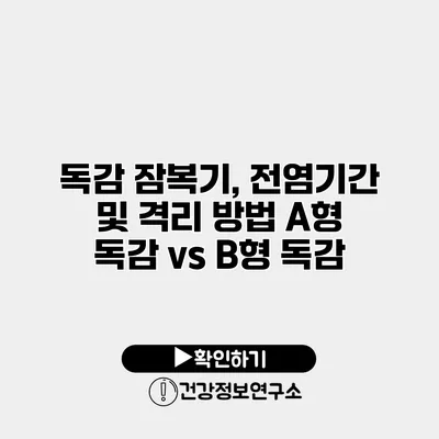 독감 잠복기, 전염기간 및 격리 방법 A형 독감 vs B형 독감