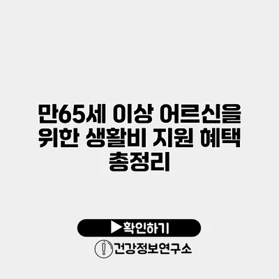 만65세 이상 어르신을 위한 생활비 지원 혜택 총정리