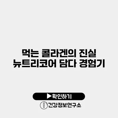 먹는 콜라겐의 진실 뉴트리코어 담다 경험기
