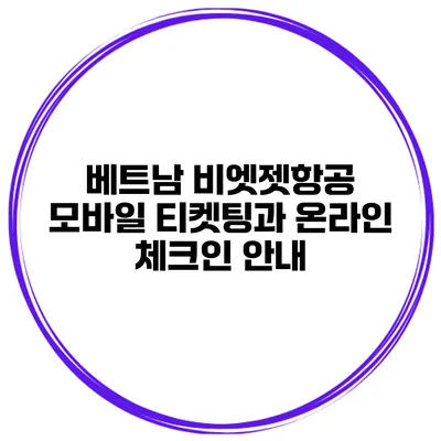 베트남 비엣젯항공 모바일 티켓팅과 온라인 체크인 안내
