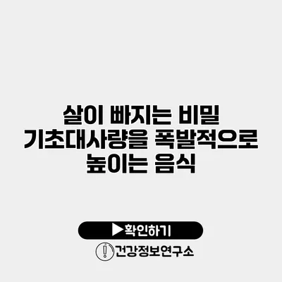 살이 빠지는 비밀 기초대사량을 폭발적으로 높이는 음식